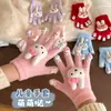 Guantes para Niñas Otoño e Invierno Lindos Dibujos Animados de Conejo Miffy Peluche Cinco Dedos Guantes para Niñas Resistentes al Viento y Cálidos Guantes con Dedos