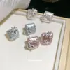 Pendientes de Azúcar con Flor de Circonita de Aguja Plateada, Dulces, Elegantes, Sencillos, Modernos, Lujo Ligero, Pendientes de Alta Gama para Mujer