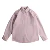 Camisa Klein azul de manga comprida para homens, tendência primavera e outono, estilosa e casual, algodão puro, corte solto, jaqueta leve