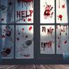 Pegatinas de Halloween, huellas de sangre, fantasma, manos de fantasma, pegatinas estáticas de terror, decoración de Halloween, diseño de escena de ventana de centro comercial