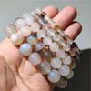Pulsera de Ágata Flor de Hierba Negra, Simple Natural Calcedonia Oceánica de una Sola Ronda de Bolas Redondas Producto Terminado Venta al por Mayor Joyería de Ágata Negra