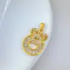 [Oro Real de Cobre] Anillo de Lazo Casual Comercio Exterior Transfronterizo DIY Joyería Hecha a Mano Cobre Zirconio Colgante Microincrustado