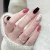 Pontas de Unha Wearable em Polca Dot Color-Blocking Estilo Francês, Fofas e Doces, Arte de Unha Simples, Adesivos de Unha Postiça, Unhas Prontas, Customização de Fábrica
