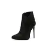 Botas Martin Femininas para Outono e Inverno com Zíper, Salto Fino, Botas de Cano Curto da Amazon, Bico Fino, Salto Super Alto, Botas Femininas de Tamanho Grande, Botas de Couro Europeias e Americanas