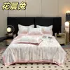 Juego de 4 Piezas de Colcha de Seda Helada Lavable para Verano Sensación Fresca Individual/Doble Colcha de Aire Acondicionado Colcha Fresca de Verano Colcha Delgada Juego de Ropa de Cama Venta al por Mayor Dropshipping