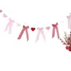 Lindo Adorno de San Valentín con Forma de Corazón, Encaje de Cuadros y Lazo, Pancarta con Lazo de Cuadros Rojos y Rosas