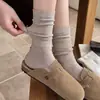 Calcetines holgados estilo bosque para otoño e invierno, calcetines de algodón cómodos de color liso, calcetines grises hasta la pantorrilla con cintura elástica, calcetines sin costuras estilo coreano para mujer
