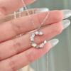Collar de plata de ley S925 con concha de plata, cadena de clavícula con diseño de nicho, sol, luna, estrella y luna, collar de moda sencillo, ligero y de lujo que combina con todo.