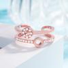 Yihua anillo abierto de doble círculo moda anillo con incrustaciones de circonitas hebilla anillo doble anillo de cola joyería al por mayor