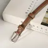 Nuevo cinturón de piel de vaca de capa superior para mujer con hebilla de pasador plateada, cinturón casual versátil de cuero genuino con un toque de alta gama para jeans