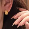 Pendientes Tejidos Cepillados con Puntos Dorados de Imitación y Diamantes Estilo Xiaohongshu, Moda Versátil de Lujo Ligero Pendientes Tejidos Cepillados de Espiga