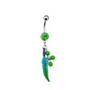 Piercing para ombligo con forma de hoja de acero inoxidable, estilo transfronterizo europeo y americano, para chica sexy, con forma de corazón de melocotón y circonita, con hebilla sexy para el ombligo