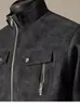 Jaqueta de Cor Sólida com Design de Zíper para Homens, Estilo Casual Americano Retro Resistente, Cardigan Versátil e Confortável