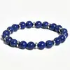 Pulseras europeas y americanas para hombre transfronterizas, piedra de ojo de tigre, lapislázuli, piedra con patrón azul, pulseras elásticas de colores mixtos, joyería de estilo europeo y americano al por mayor