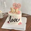 Decoración de Pastel para el Día de San Valentín Chino 2025 Adornos de Osos en Pareja Tarjeta de Corazón de Amor Acrílica Enchufe