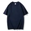 Camiseta de Algodão Puro com Manga Meia-Manga e Ombro Caído 260g, Verão, Cor Sólida, Unissex, Gola Redonda, Respirável, Manga Curta, Logo Personalizado