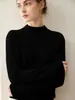 Suéter 100% cachemira pura para mujer, cuello semi-alto, estilo delgado, nuevo suéter de punto pullover de color liso para otoño e invierno