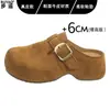 Mocasines de mujer estilo Birkenstock, de cuero, con suela gruesa, de 6 cm de altura, tipo slip-on, sin talón, zapatos de vestir