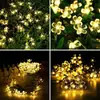 Luzes de Fio Solares LED Luzes de Fio Flor de Pessegueiro Luzes Decorativas de Flor para Pátio Externo Luzes de Natal Flor de Cerejeira