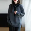 Suéter de Lana sin Cuello Profundo en V Nuevo para Otoño e Invierno, Camiseta de Punto Básica para Mujer, Suéter Pulóver de Color Sólido Casual de Manga Larga, Top de Moda