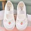 Zapatos blancos para jardín de infantes, zapatos de admisión para niñas, zapatos escolares para interiores y exteriores, zapatos de lona sin cordones, zapatos de baile con suela blanda