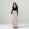 Cross2026 Otoño Invierno Nuevo Estilo Super Buen Ajuste Estilo Coreano Sencillo Tela de Algodón Puro Súper Suave Jeans de Pierna Ancha Mujer