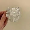 Nuevo pasador de flor con borla de perlas estilo chino para mujer, pinza lateral, accesorio para el cabello estilo antiguo Hanfu, accesorio para fotos