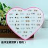 Juego de 36 pares de pendientes de plástico con forma de corazón y diamantes de imitación para mujer, venta al por mayor, productos transfronterizos.