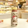 Nueva taza de agua infantil de gato de dibujos animados, taza termo de acero inoxidable 316 con asa, taza portátil con pajita para uso doméstico