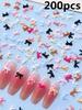 Arte de Uñas Popular en Internet Joyería de Moño de Corbata Resina Mini Uñas de los Dedos Mariposa Pequeña Color Blanco Joyería de Uñas de Moño de Corbata