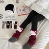 Leggings Novos para Meninas com Forro de Fleece para Outono e Inverno, Roupa Externa, Meias-Calças de Fleece Grossas Inteiriças com Desenhos Animados, Calças Longas Quentes Infantis de Retalhos
