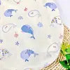 Tecido de Gaze Dupla 100% Algodão, Gaze de Bebê Estampa de Baleia Pequena Tecido para Roupa Infantil Pijama, Tecido com Estampa de Animal