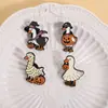 Halloween Creativo Dibujo Animado Caballero Mago Pato Forma Linda Calavera Calabaza Linterna Insignia Metálica Decorativa