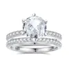 Anillo de Compromiso de Plata S925 con Diseño de Cruz de Estilo Nuevo Europeo y Americano, Set de Anillos de Boda Transfronterizos, Anillo de Compromiso de Diamante Redondo de Alto Carbono de Lujo Ligero