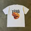 Camiseta Vintage com Estampa de Panqueca LeTTer Algodão Clássico Masculina