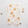 Enterizo de Verano Ultra Delgado de Manga Corta para Recién Nacidos, Algodón Puro, Broches sin Costuras, Versátil para Bebés de un Año