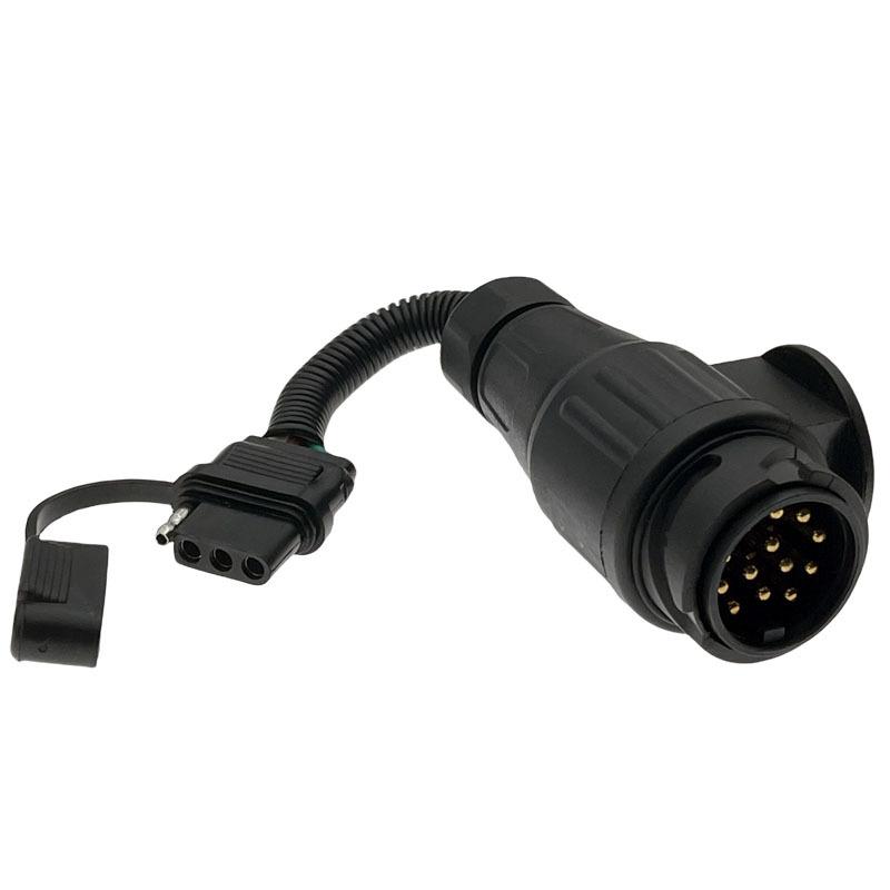 13芯欧式插头转4芯扁插座拖挂房车电源信号转接插头插座连接器