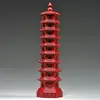 Adorno de Torre Wenchang de Nueve Pisos Tallado en Madera Maciza Azul, Torre Bagua, Simbolizando Progreso Constante, Adecuado para Escritorios de Estudiantes y Manualidades de Oficina