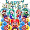 Promoção Quente Super Mary Mario traje de filme de alumínio decoração de festa de aniversário infantil balão de látex e filme de alumínio