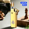 Novo Modelo Isqueiro Chama Azul Jato Reto À Prova de Vento Fogo Forte Recarregável Isqueiro de Chama Aberta Liga Slim Pequeno Portátil Acessórios para Fumar