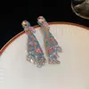 Brincos de Franja Gota d'Água com Diamantes Incrustados Agulha de Prata Estilo Palácio de Luxo Leve Brincos Retrô Versáteis High-End Brincos de Moda Retrô