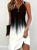 Vestido de tirantes con estampado y botones en V para mujer, vestido de verano para vacaciones en la playa, ropa de mujer transfronteriza europea y americana al por mayor
