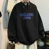 Moletom Popular Masculino de Gola Redonda Transfronteiriço, Tamanho Grande, Estilo Coreano, Caimento Solto, Pulôver, Manga Longa, Moletom com Forro de Lã para Homens, Adequado como Peça Externa