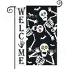 Bandera de Jardín de Halloween Más Vendida de Amazon con Estampado de Calavera Material de Lino Decoración de Fiesta Americana Bandera de Jardín