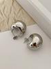 Song Hye-kyo Mismo Estilo Bola Dorada Semirredonda Gruesa en forma de C Hueca ins Minimalista Retro Esfera Irregular Pendientes de Botón Pendientes de Moda