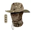 Conjunto de Chapéu de Pescador Camuflado para Exterior Esportes ao Ar Livre Montanhismo Caminhada Pesca Proteção Solar Chapéu Redondo Camuflado Lenço
