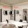 Estante de Exhibición para Tienda de Ropa de Acero Inoxidable con Tubo Grueso Grande Montado en la Pared Perchero de Ropa Montado en la Pared de Pintura Negra De Pie Colgante Lateral para Exhibición de Ropa