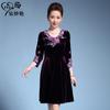 Chen Miao Yan Outono Novo Roupas Femininas de Meia-Idade e Idosas Vestido de Veludo Vintage Bordado Grande Sólido para Mãe de Casamento