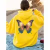 Sudadera con Capucha Estampado de Mariposas Transfronteriza para Mujer Amazon Holgada Casual Superior Venta al por Mayor Temu Amarillo