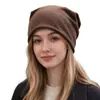 Gorro de felpa de color liso con borde doblado, cálido, protección para las orejas, sombrero para clima frío, turbante versátil, gorro de punto, hace que la cara se vea más pequeña, simple, al por mayor